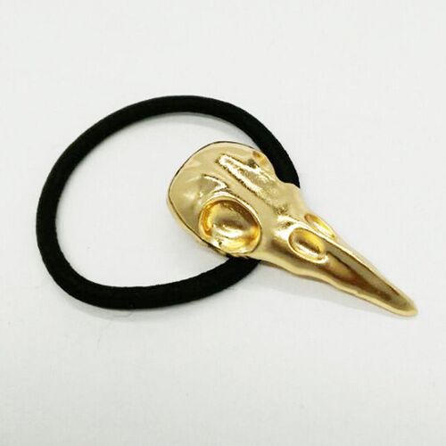 Punk Gothic Metal Crow Skull Hairband  Tail Holder Elastic H