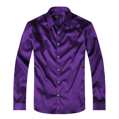2023 Mens Luxury Silky Shirts Long Sleeve Fashion Loose Cas