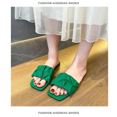 Summer Slippers for Women Flip Flops Flats  New Pleated