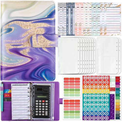 A6 Watercolor Printed Money Budget Plan Binder Zip envelope