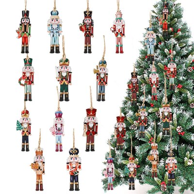 24pcs Christmas Nutcracker Soldier Wooden Pendant Xmas ree H