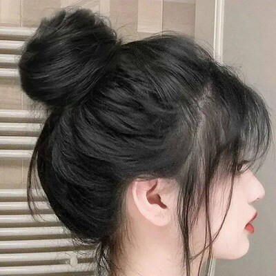 Ball Head Fake Scrunchie Hair Bun Straight Hair Messy Curly