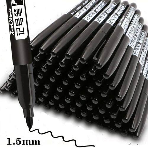 Permanent Marker Pen Fine Point 1.5 mm Fiber Tip Black Blue