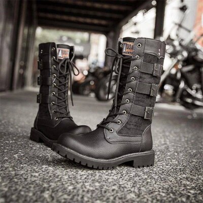 New Fashion Mens Motorcycle Boots Leather Boots Male Footwea