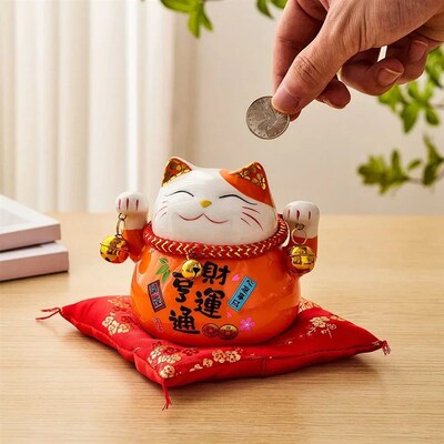 Room Accessories Ceramic Maneki Neko Piggy Bank Japanese Luc