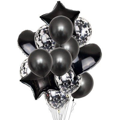 14Pcs/set Heart Star Foil Balloon Confetti Latex Balloons We