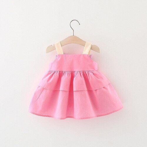 New Summer Girls Floral Strappy Dress Pure Color Strappy Dre