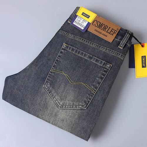 Mens Jean Pants Straight Elastic Casual Denim Trouser牛仔裤