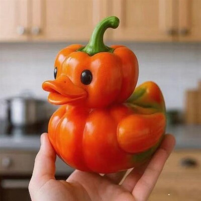 跨境新品Whimsical Vegetable Duck奇思妙想的蔬菜鸭树脂工艺摆件