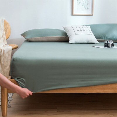 soft bed sheets fitted sheet cotton set 床垫套 纯色床笠床单