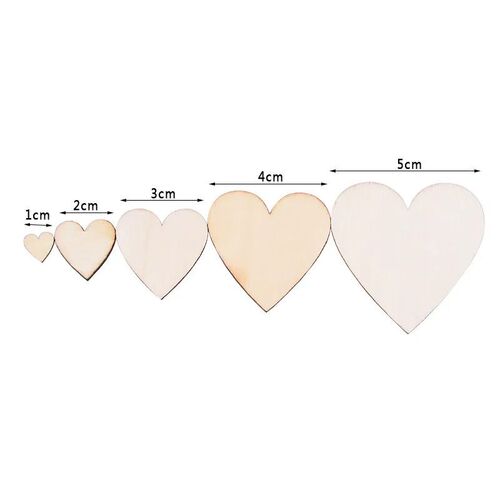 50-200Pcs Unfinished Wooden Hearts Blank Wood Slices Heart L