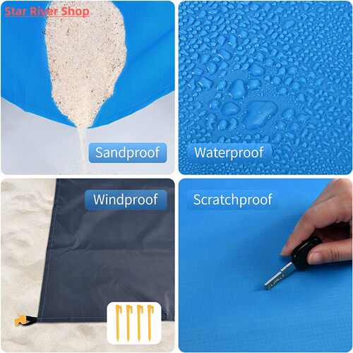 2x2.1m Waterproof Pocket Beach Blanket Folding Camping Mat M