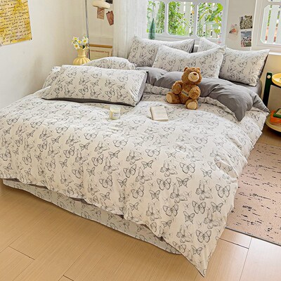 Student bed bedsheet set bed fitted sheet duvet cover double