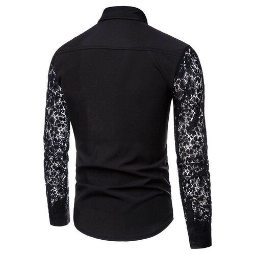 Mens arm full lace mens long sleeved lapel
