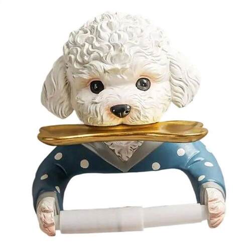 Dog Toilet Paper Roll Holder Wall Mounted Towel Rack Tissue
