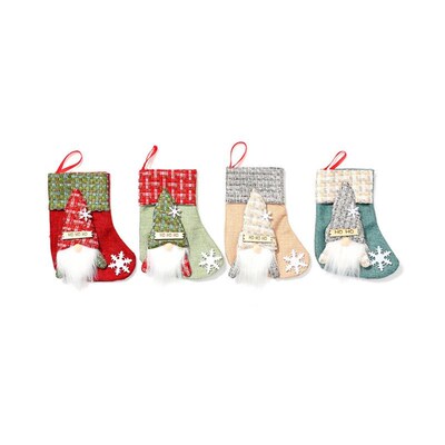 Burlap Christmas Stocking, Rustic Gift Bag & Candy Holder