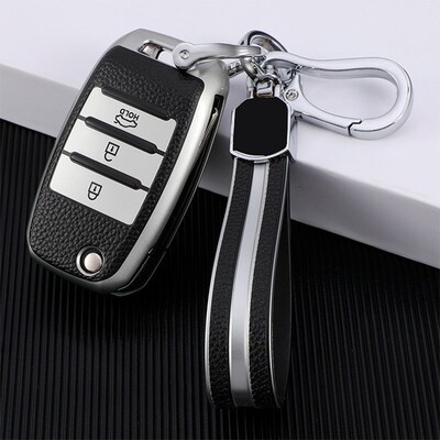 3 Buttons TPU+Leather Car Key Case For Kia Rio 3 K2 Ceed Cer