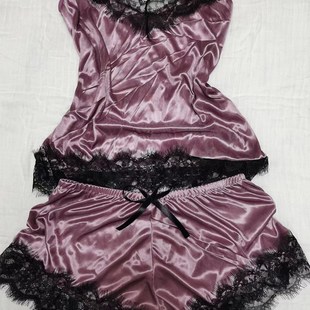 Womens Sleepwear Sexy Lace Satin Pajama Sets Nightwear Slee