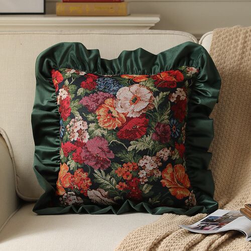 荷叶边装饰高级沙发抱枕办公室靠枕腰靠汽车腰枕长方形