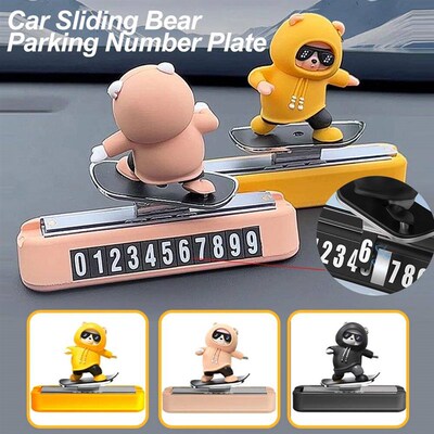 New Dashboard Car Decorations Skateboard Bear Magnetic Parki