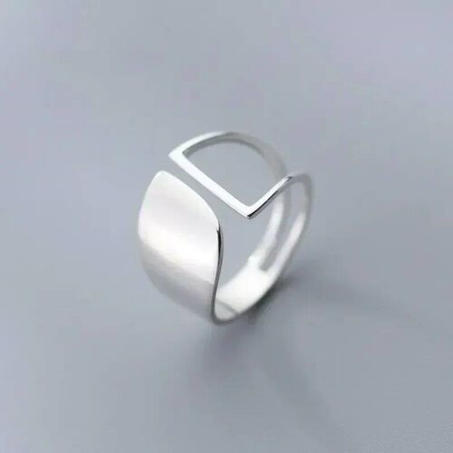 Silver Simple Punk Hollow Rings For Women Geometric Fashion