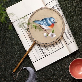 筛月苏州刺绣小圆扇2021年夏季 汉服古风儿童团扇苏绣扇子 手工古装