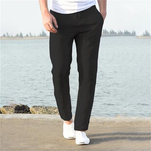 2023 Mens Cotton Linen Pants Male Autumn New Breathable Sol