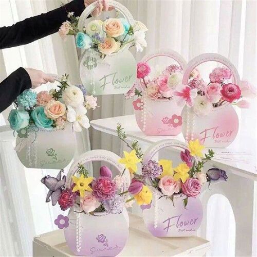 2pcs Romantic Handheld Flower Box Foldable DIY Bouquet
