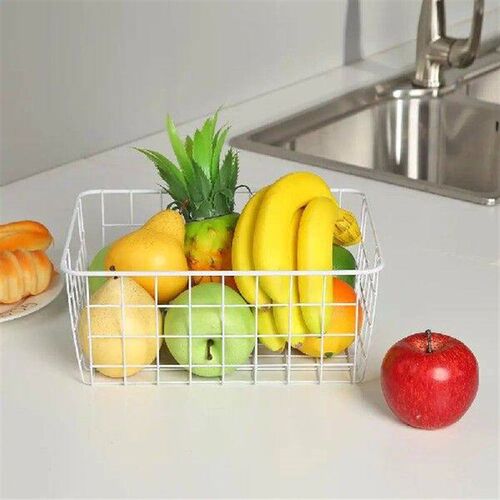Metal Wire Storage Basket with Handle Wrought Iron Art