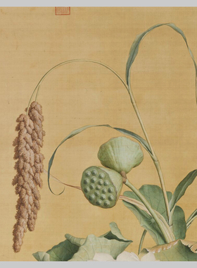 清 郎世宁 聚瑞图 国画 花卉花瓶 工笔花鸟微喷复制 卷轴挂画装饰