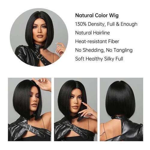 Natural Hairline Hair For Black Women Short Straight Bob Mid