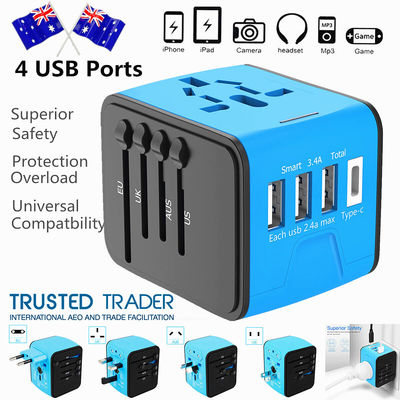 International Universal Travel Adapter 3 USB &Type-C Outlet