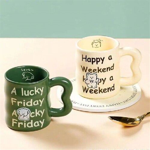 Ceramic Letter Mug 350ml Ceramic Water Drinking Cups High