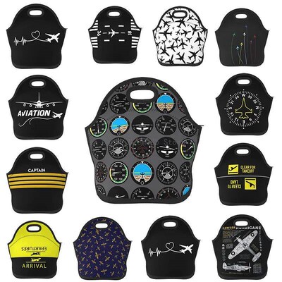 Pilot Captain Stripes Neoprene Lunch Bag/Lunch Box/Lunch Tot