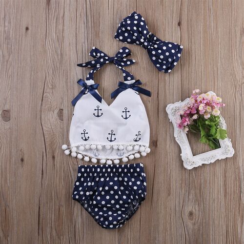 Citgeett Summer 3Pcs/set Infant Baby Girls Clothes Anchor To