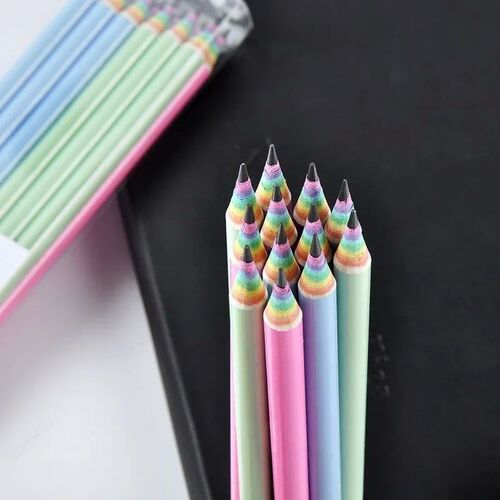 12 Packs Childrens rainbow paper HB Pencil Environmentally