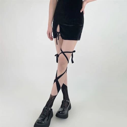 Jk Tie Lace Fishnet Stockings Irregular Split-toe Calf Socks