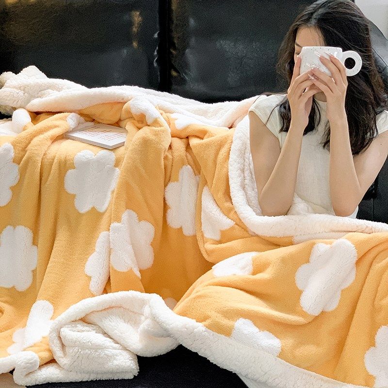 橘色云海氛围感家居休闲毛毯沙发披肩毯被盖毯两用舒棉绒毯子,床上用品,休闲毯/毛毯/绒毯,淘宝优惠券,粉丝福利购,淘宝优惠卷