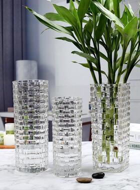 水培富贵竹水养客厅插花玫瑰百合花瓶玻璃透明加厚艺术高雅范琉璃