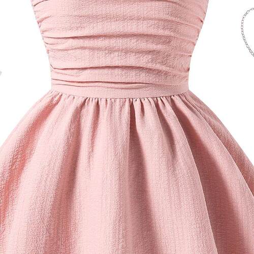 Girls Sling Dress Solid Pink Tiered Princess Dress Sweet Sty