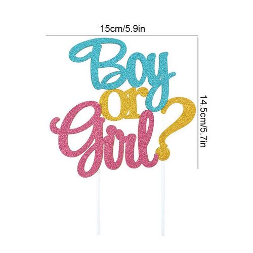 Glitter Boy or Girl Cake Toppers Gender Reveal Party Cake De