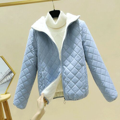 2024 Lightweight Diamond Lamb Lint Cotton Coat For Women Kor