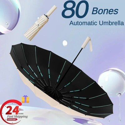 Windproof Automatic Umbrella 80 Reinforced Fiberglass Ribs,