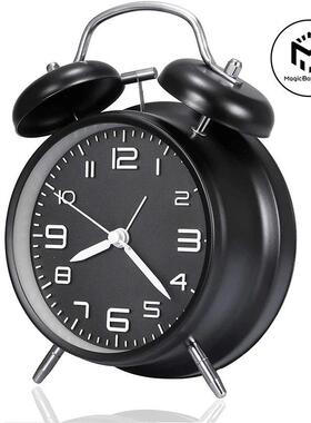 4 Inch Twin Bell Loud Alarm Clock Metal Frame 3D Dial with B