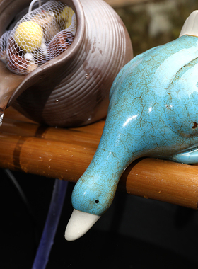 小型陶瓷鱼缸自制出水口diy装饰循环吐水流水器摆件水族箱微景观