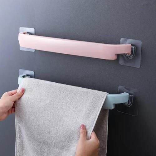 No-drill bathroom towel rack, single rod wall-mounted towel