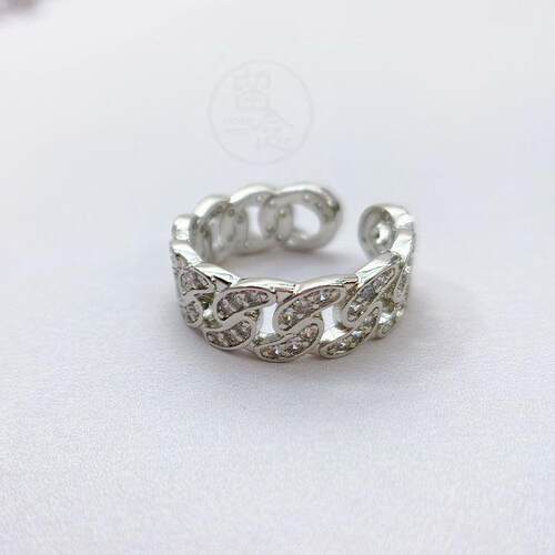。Full set zircon platinum plated opening adjustable ring fe