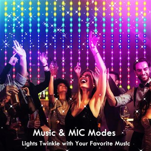 3M RGB Smart LED Curtain Lights Christmas Decor APP Remote U