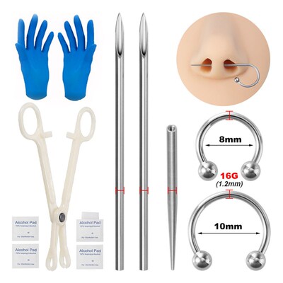 Body Piercing Kit Surgical Steel Threaded Taper Pin Needles