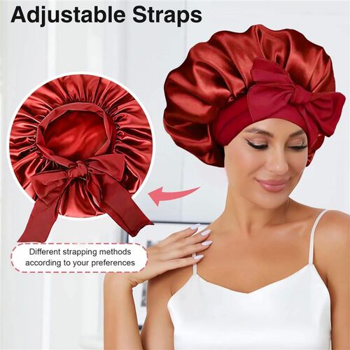 Silk Bonnet for Sleeping, Satin Hair Wrap Cap for Women, Dou